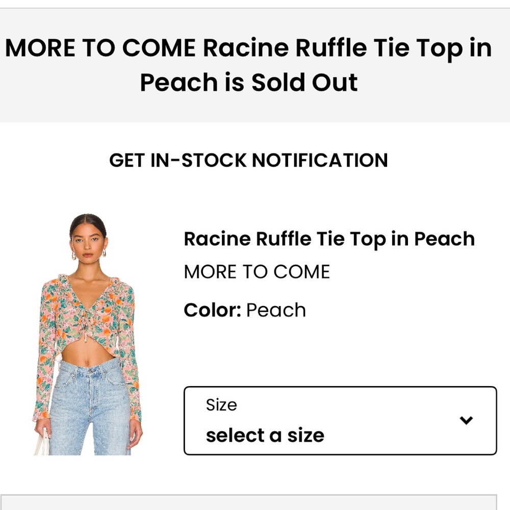 REVOLVE Racine ruffle tie top Never worn new with tags!